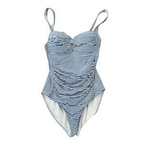Sea Level Australia Blue White Striped Ruched One Piece Swimsuit US 4 Nautical
